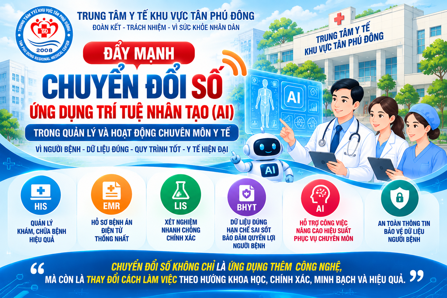 Đẩy mạnh chuyển đổi số, ứng dụng trí tuệ nhân tạo trong quản lý và hoạt động chuyên môn y tế